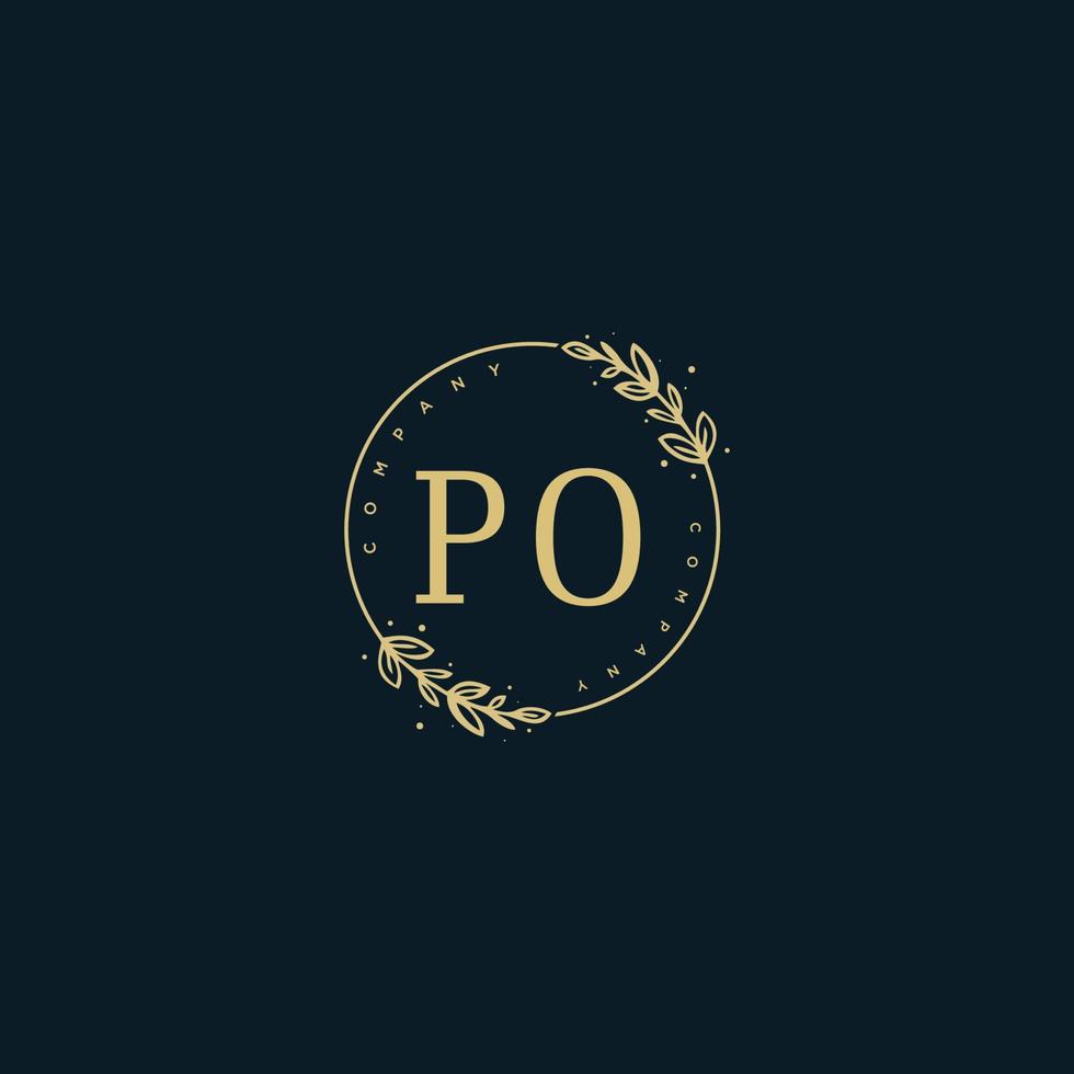 Initial PO beauty monogram and elegant logo design, handwriting logo of initial signature, wedding, fashion, floral and botanical with creative template. vector