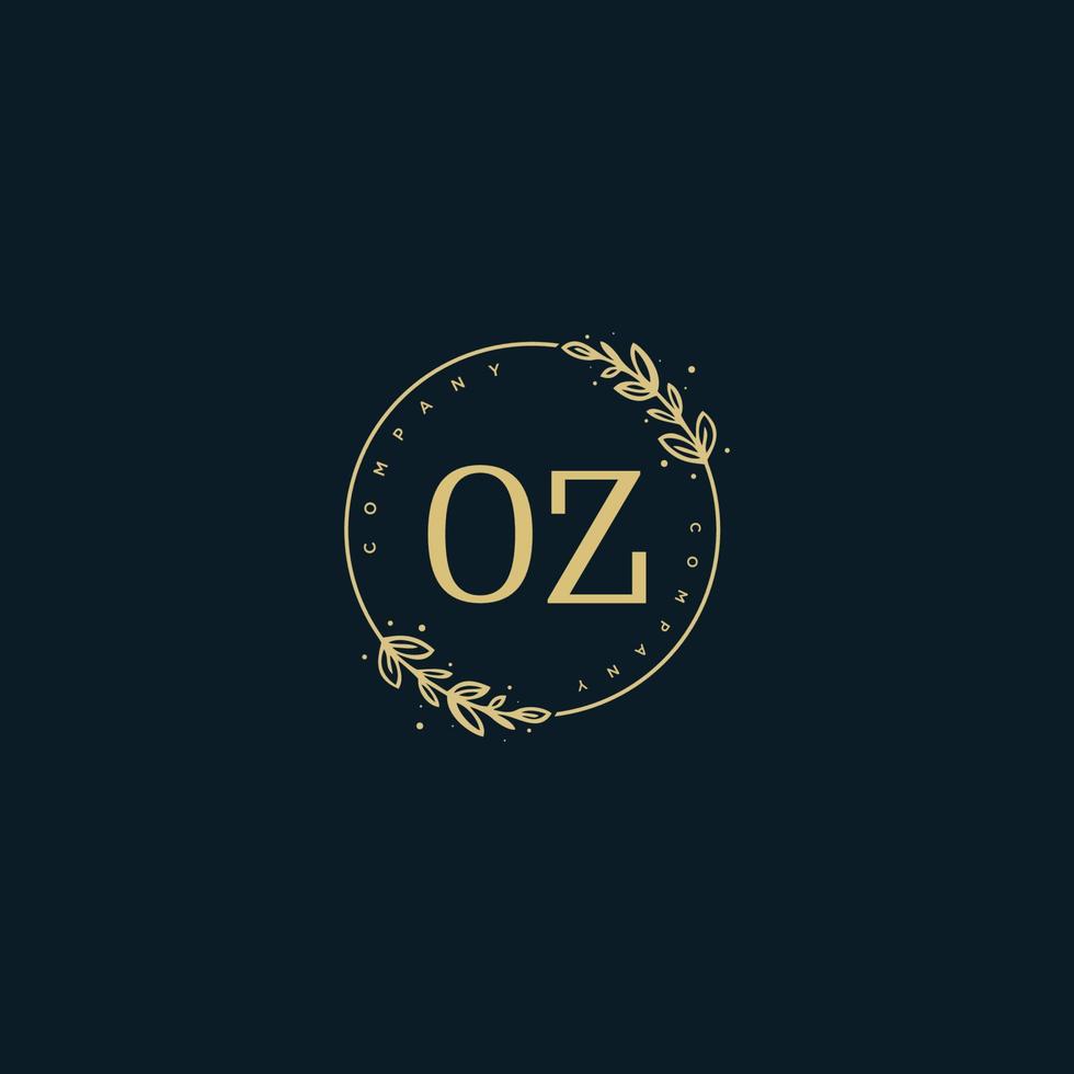 Initial OZ beauty monogram and elegant logo design, handwriting logo of initial signature, wedding, fashion, floral and botanical with creative template. vector