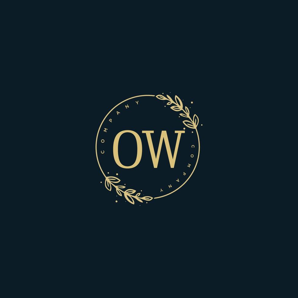 Initial OW beauty monogram and elegant logo design, handwriting logo of initial signature, wedding, fashion, floral and botanical with creative template. vector