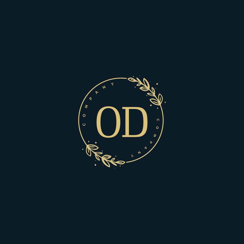 Initial OD beauty monogram and elegant logo design, handwriting logo of initial signature, wedding, fashion, floral and botanical with creative template. vector