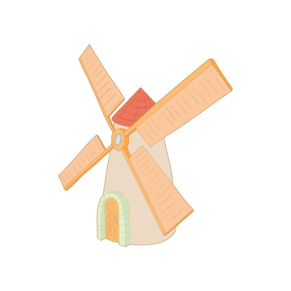 Windmill icon in cartoon style vector