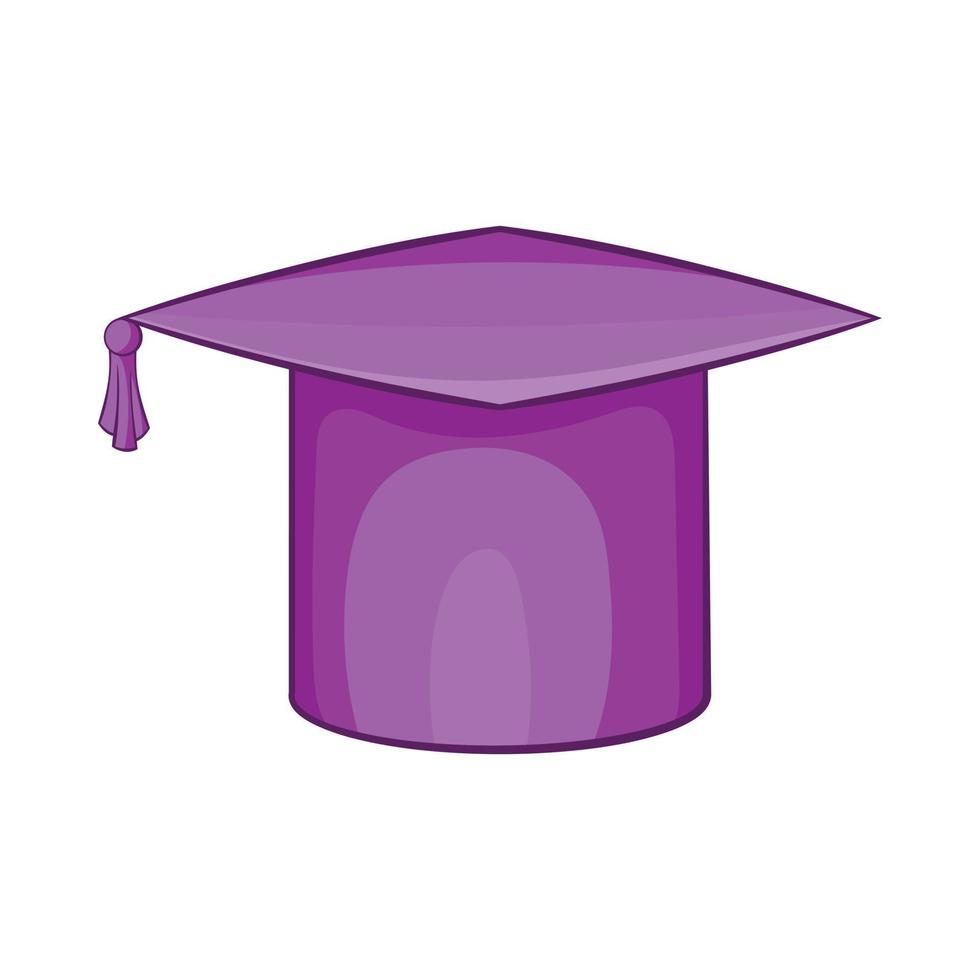 Graduation cap icon in cartoon style vector