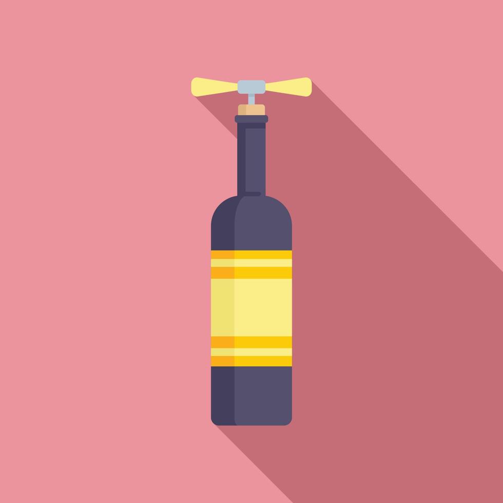 Corkscrew bottle icon, flat style vector