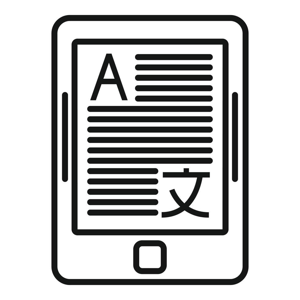 Tablet translator icon, outline style vector
