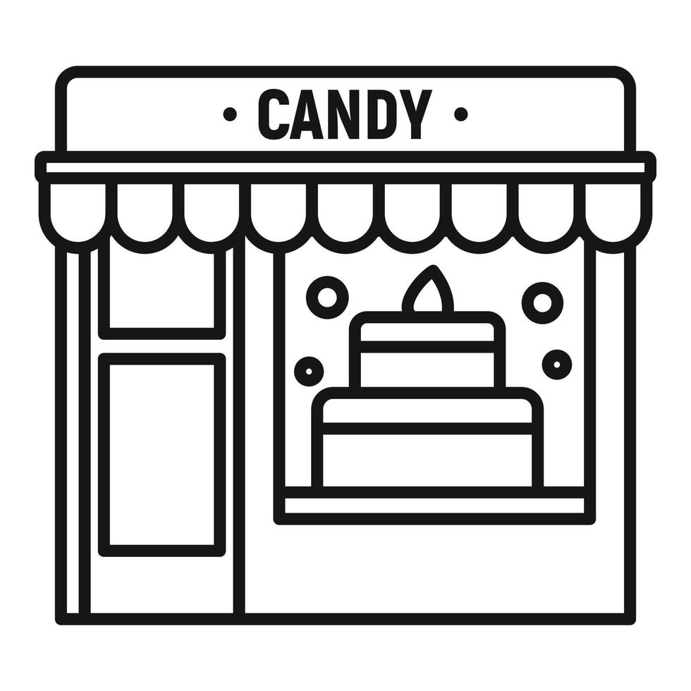 icono de la tienda de la calle de caramelos, estilo de esquema vector