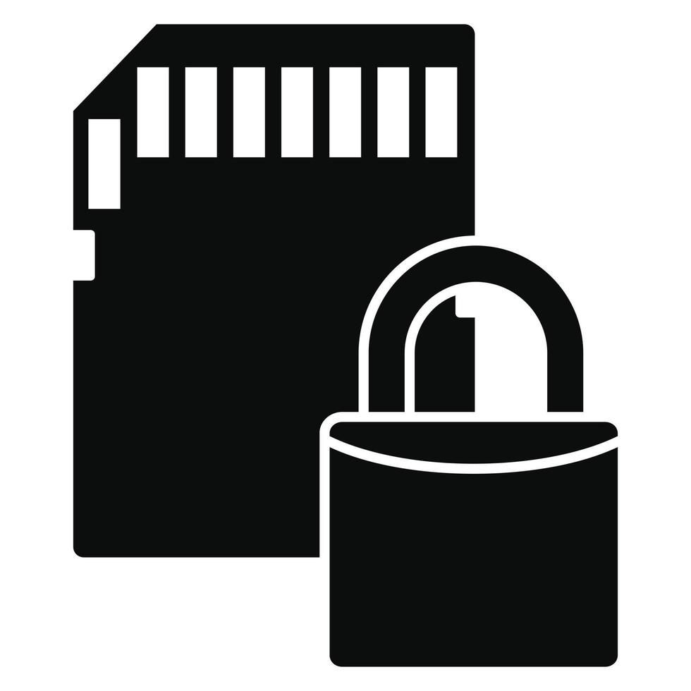 Secured sd card icon, simple style vector