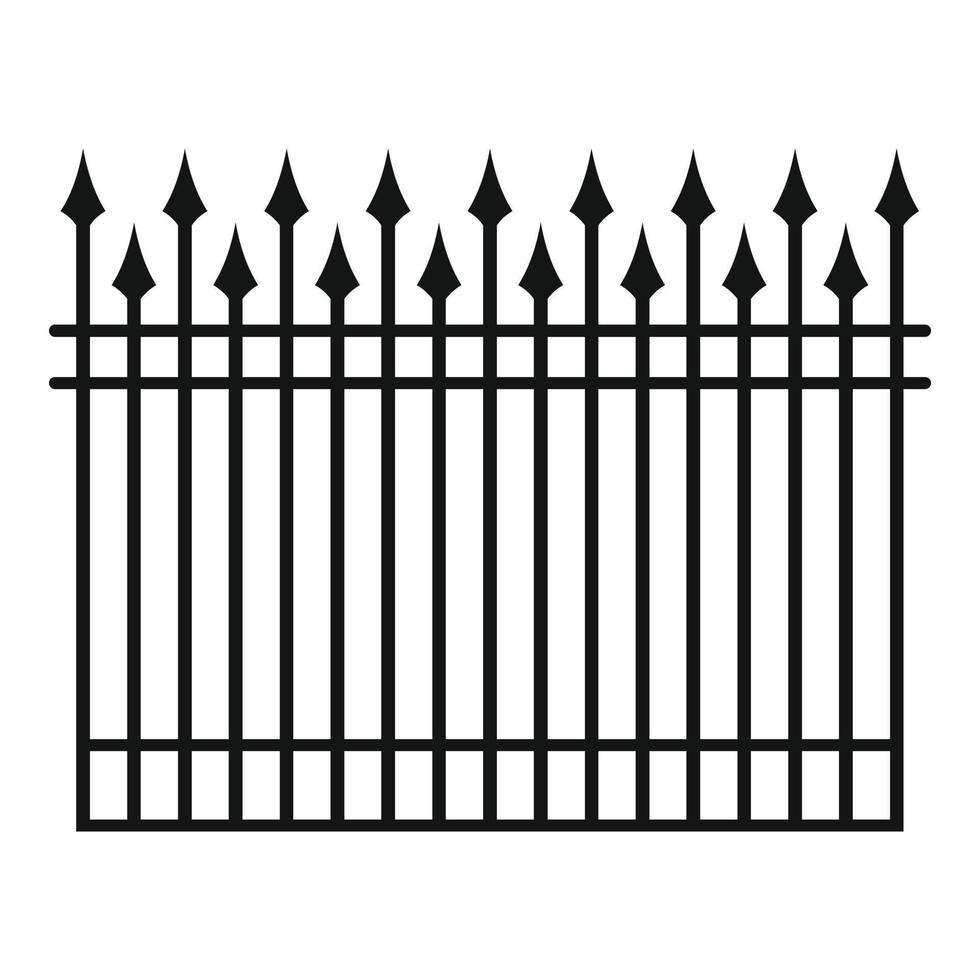 Fence with metal rod icon, simple style. vector