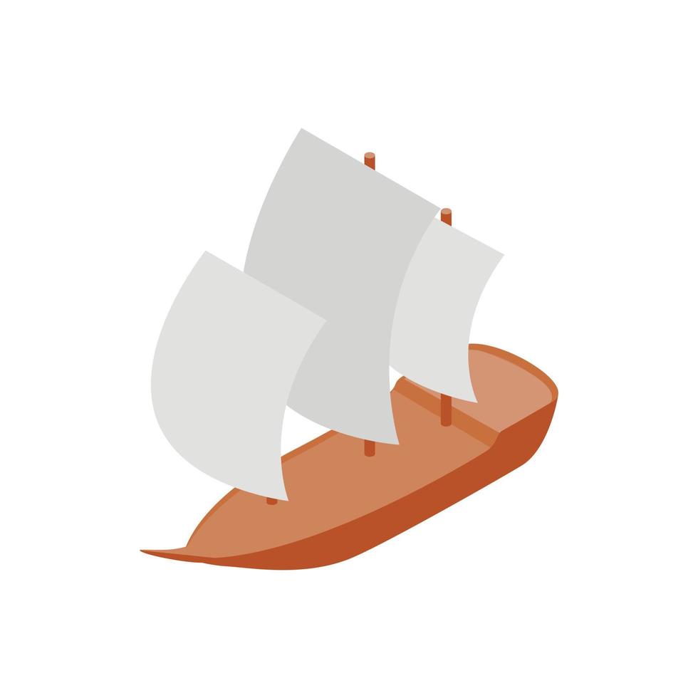 Yacht icon, isometric 3d style vector