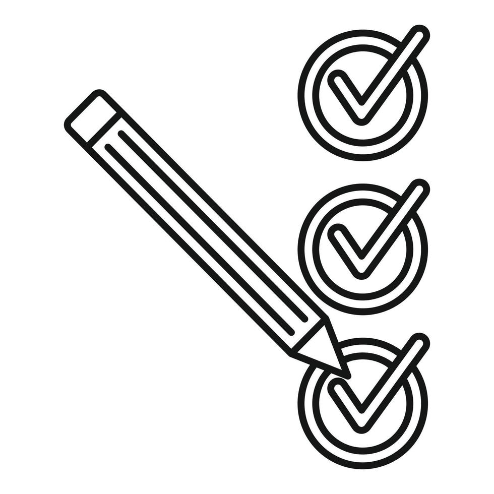 Pencil check mark icon, outline style vector