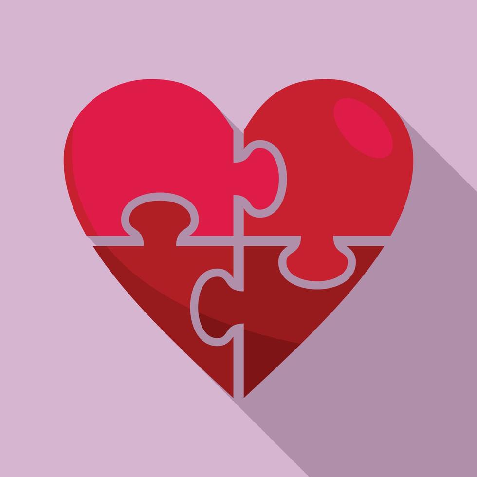 icono de rompecabezas de corazón, estilo plano vector