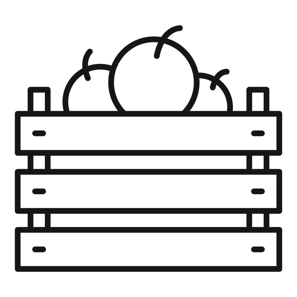 icono de cesta de manzana completa, estilo de contorno vector