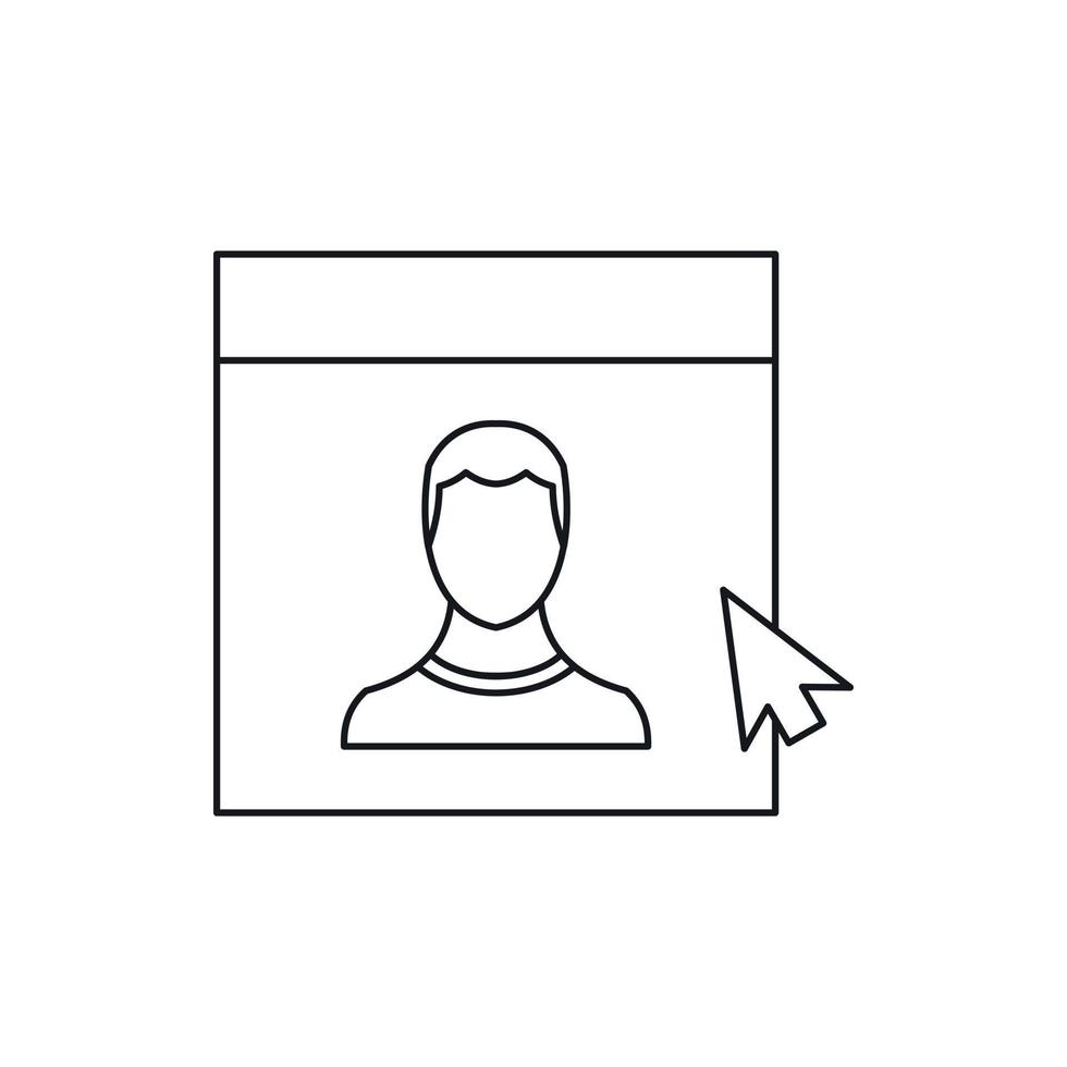 Mouse cursor pointing to a person on monitor icon vector