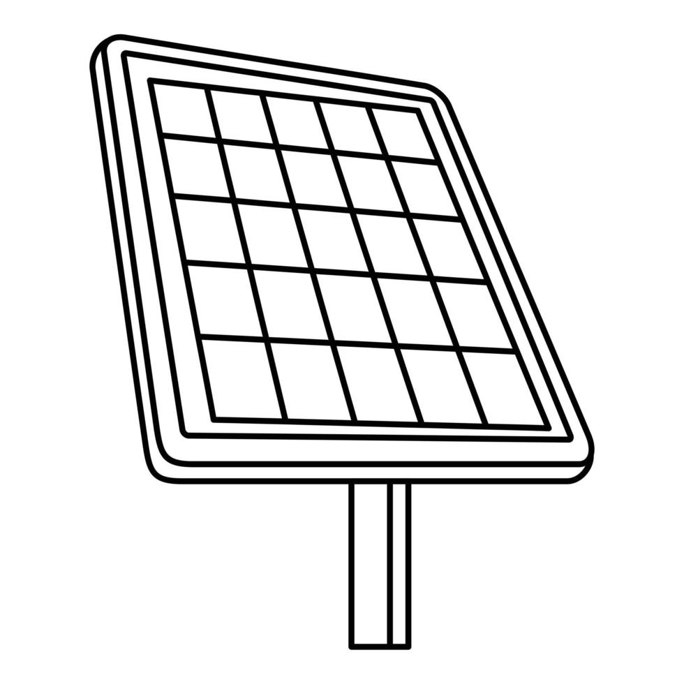 Solar panel icon, outline style vector