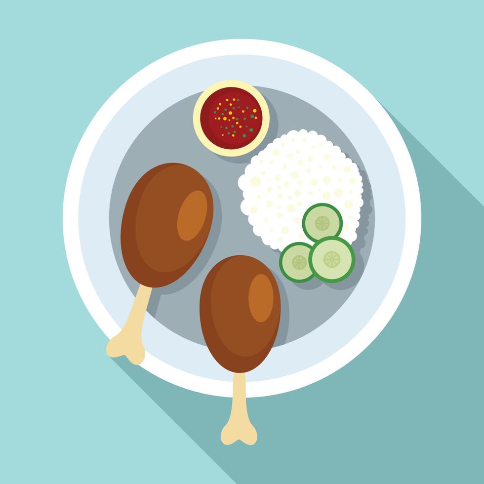 Thai food rice icon, flat style vector