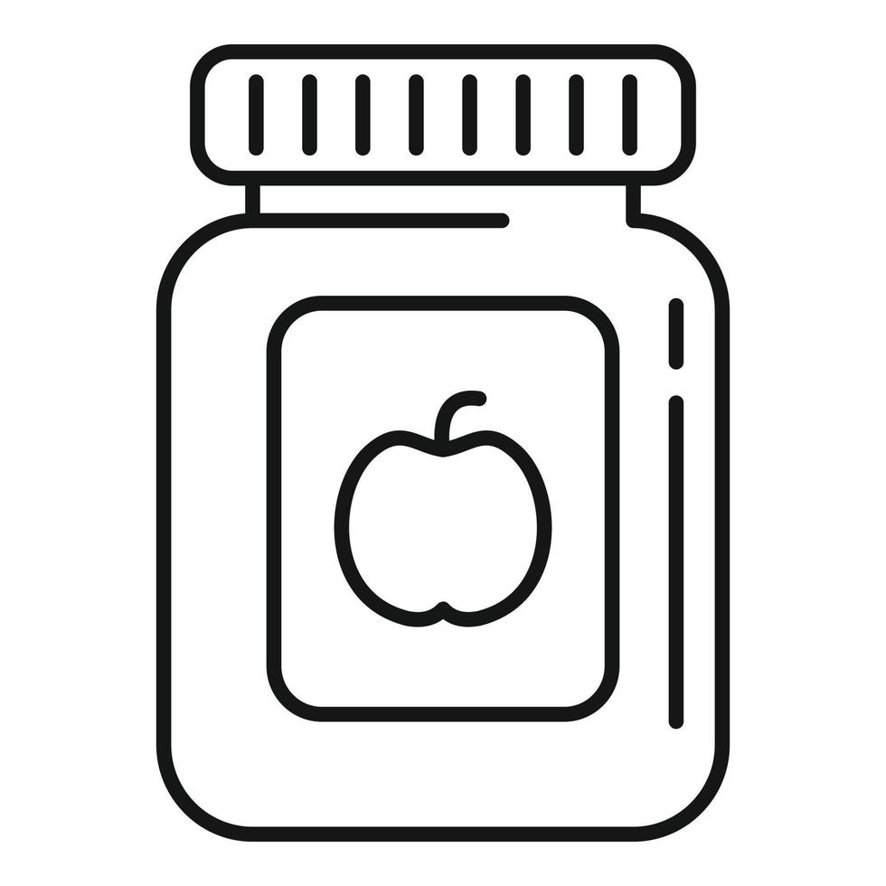 Apple baby food icon, outline style vector