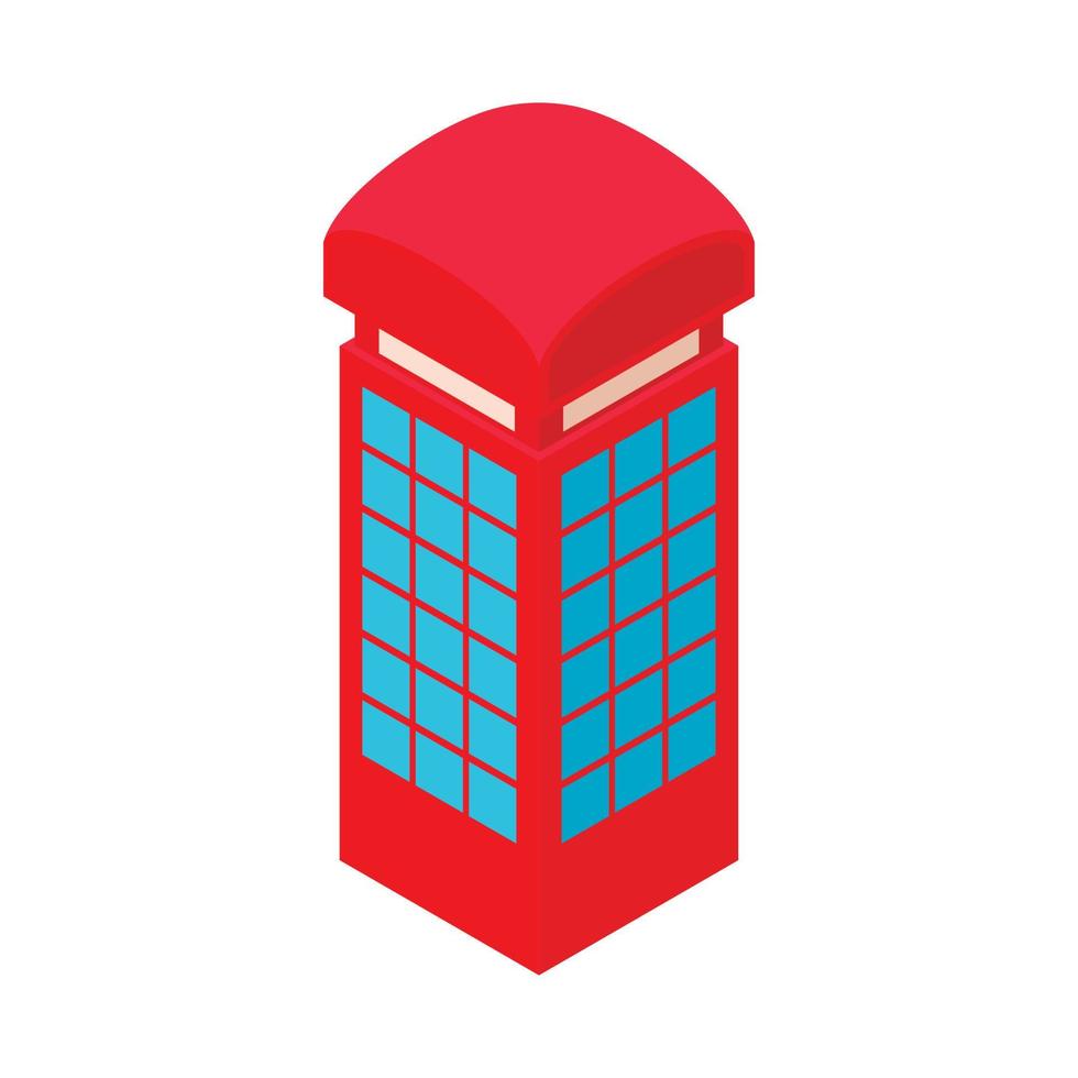 Red telephone box icon, cartoon style vector