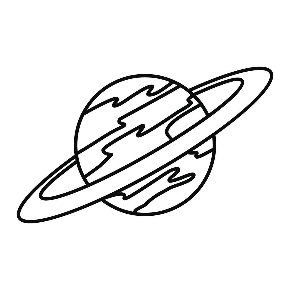 Saturn planet icon, outline style vector