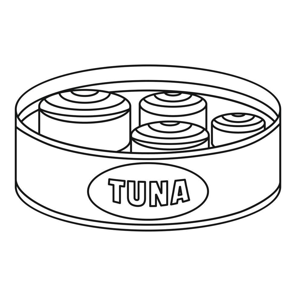Open tuna can icon, outline style vector