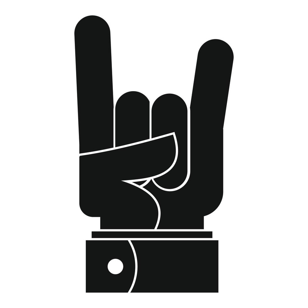 Hand rock icon, simple black style vector