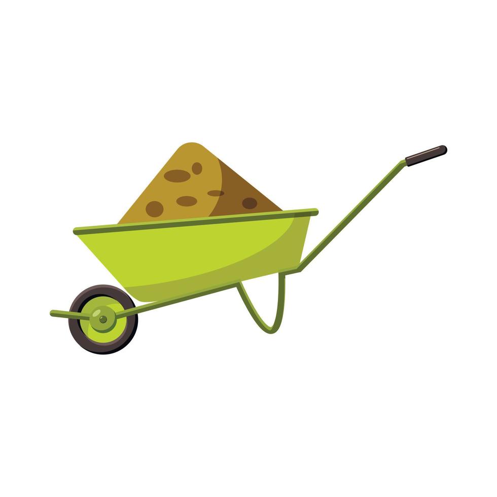 Garden wheelbarrow icon, cartoon style vector