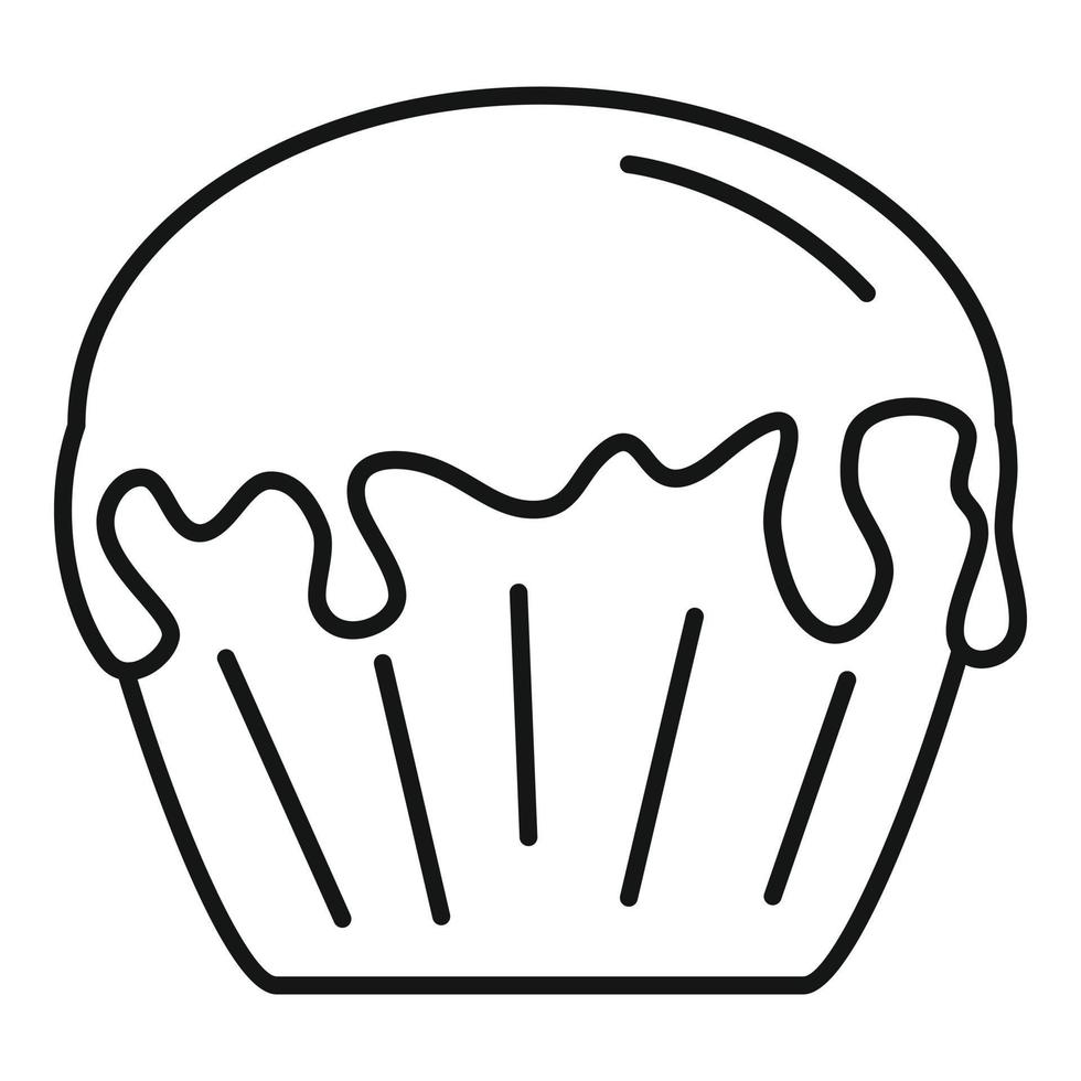 icono de cupcake de vainilla, estilo de contorno vector
