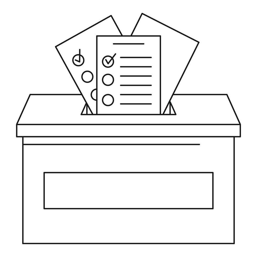 Ballot box icon, outline style vector