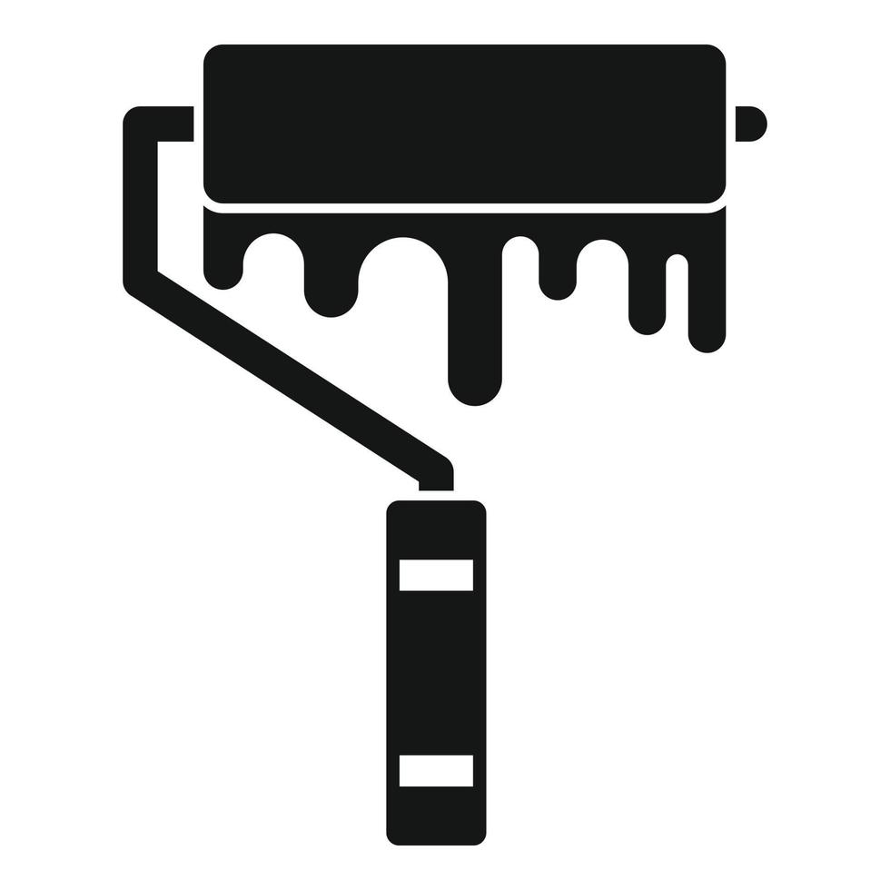 Paint wall roller icon, simple style vector