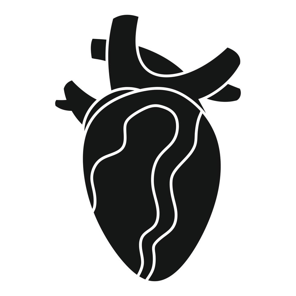 icono de corazón humano de cardiología, estilo simple vector