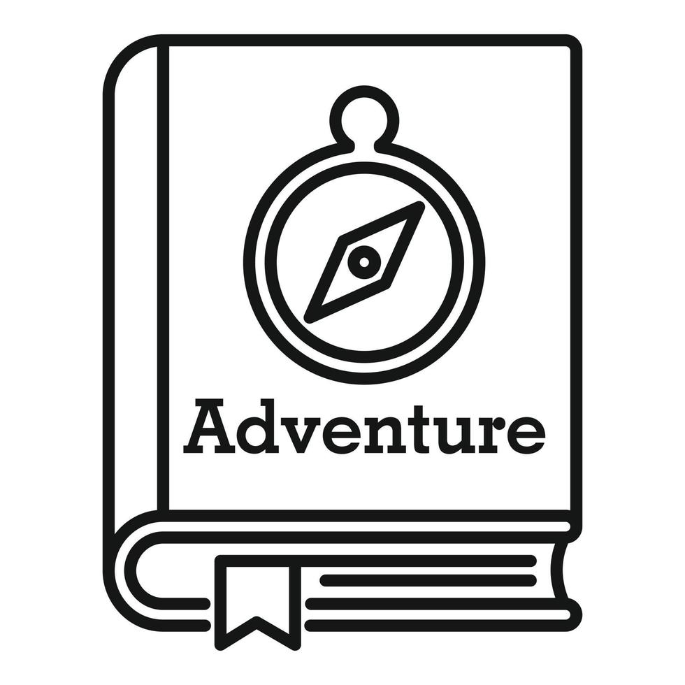 Adventure book icon, outline style vector