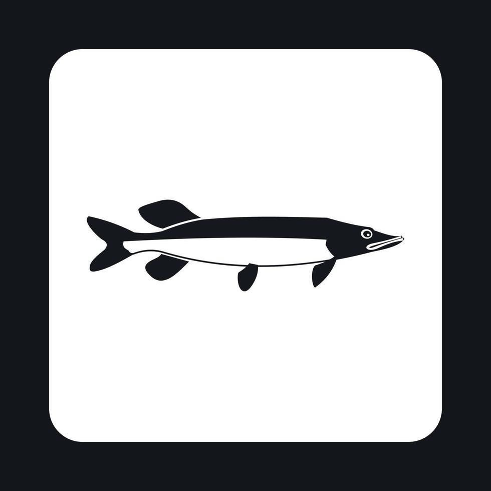 Pike fish icon, simple style vector