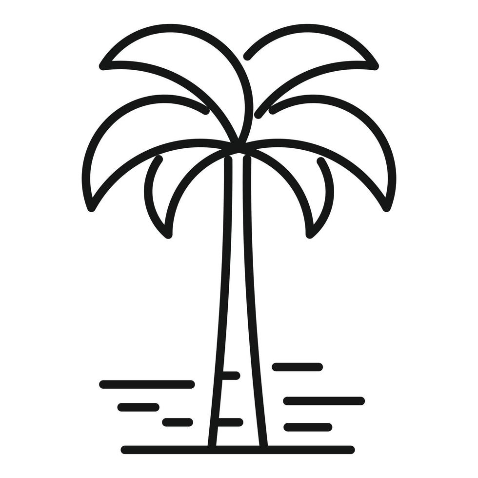 Beach palm tree icon, outline style vector