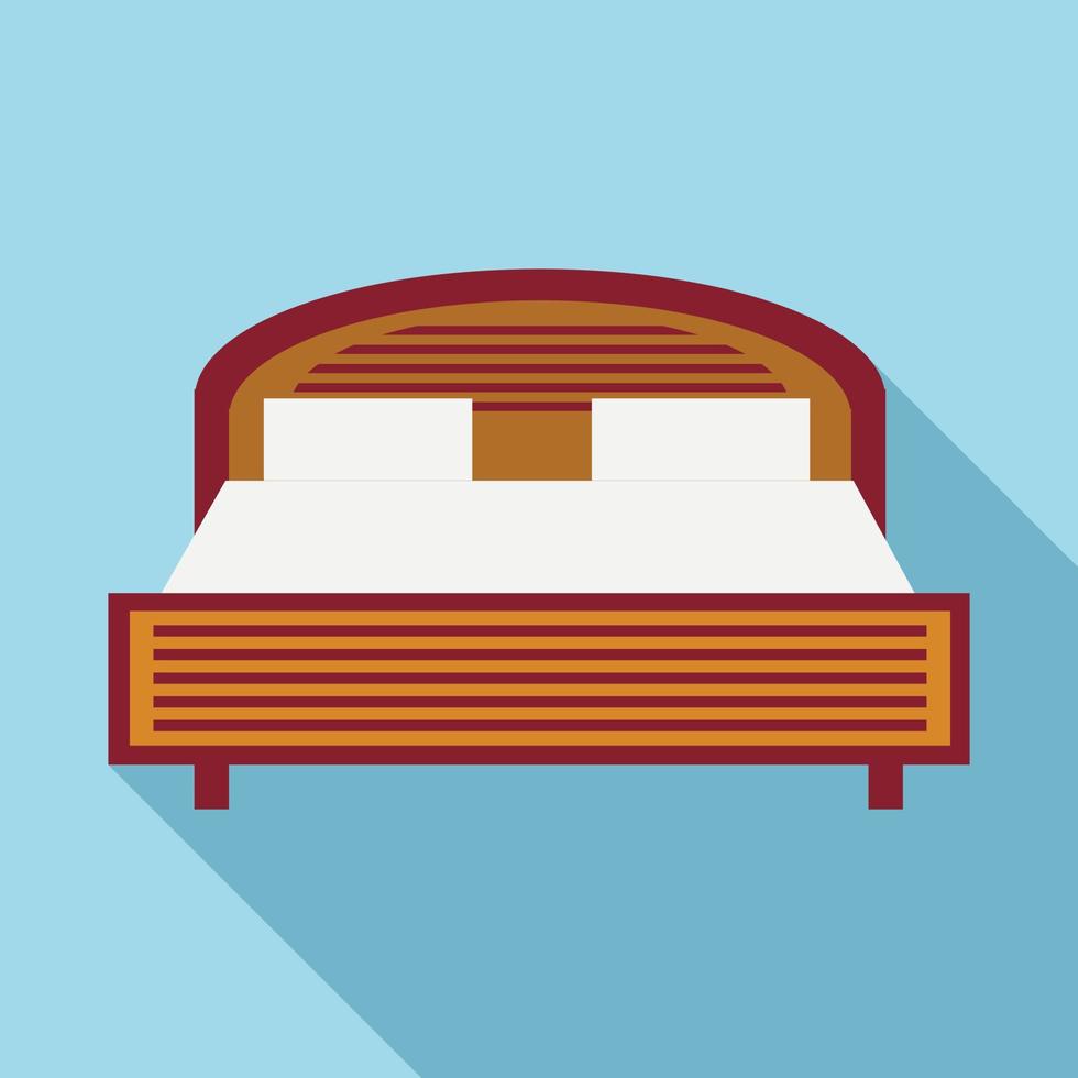 icono de cama doble de madera en estilo plano vector