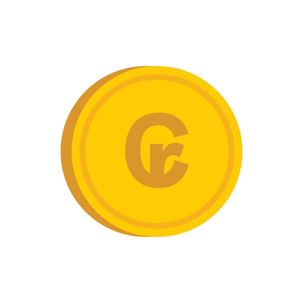 Gold coin with cruzeiro sign icon, flat style vector