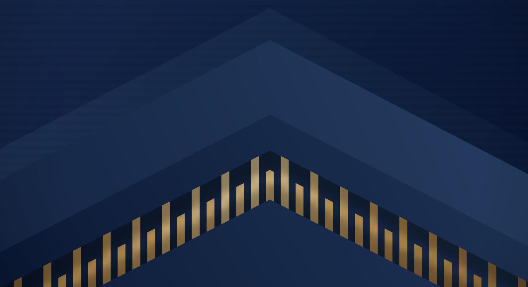 Abstract Dark Blue Background with Gold Line Arrow Direction Geometric Triangle Design Modern Futuristic vector