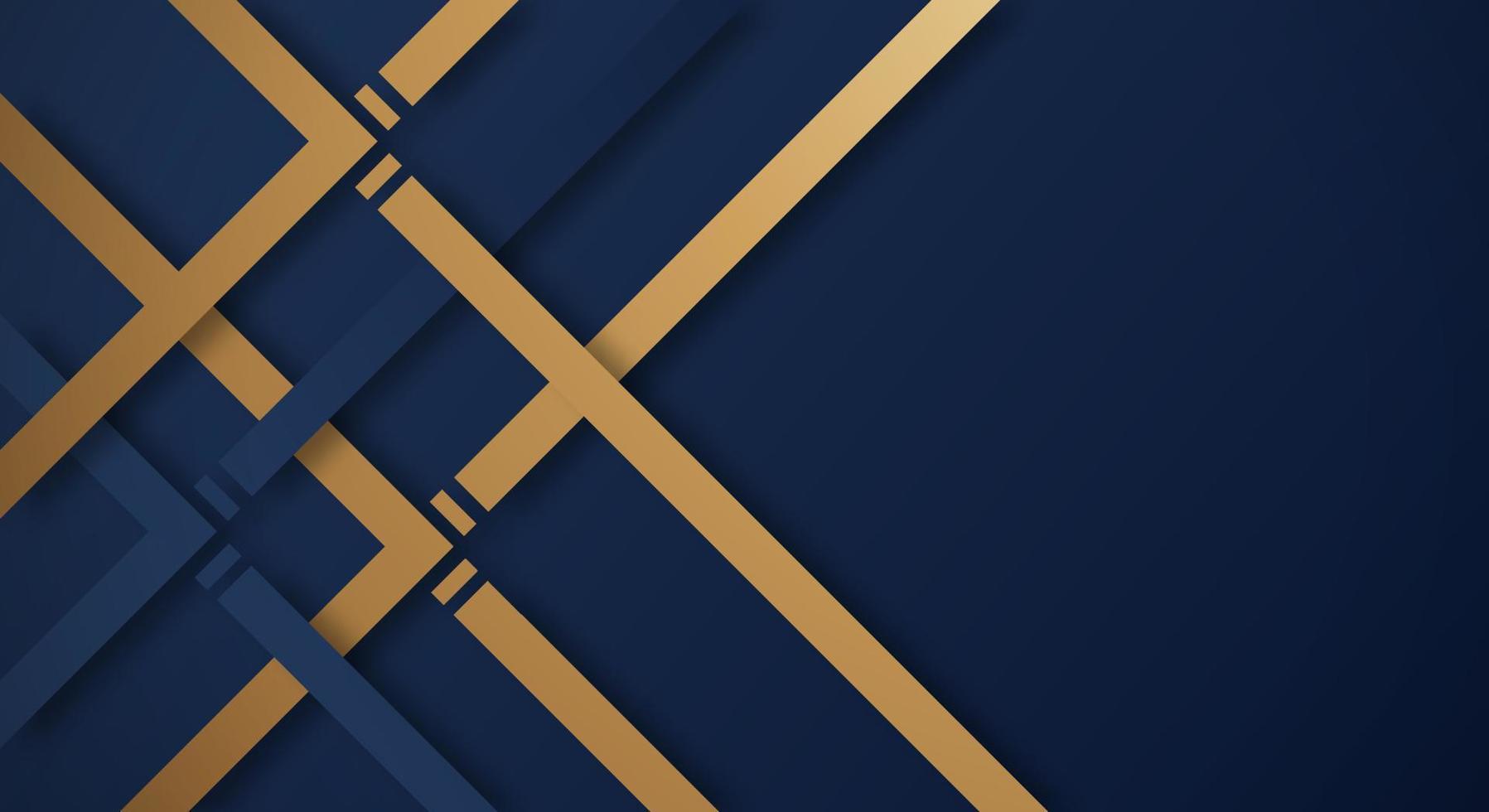 Abstract Dark Blue 3D Background with Gold and Blue Lines Paper Cut Style Textured. Usable for Decorative web layout, Poster, Banner, Corporate Brochure and Seminar Template Design vector