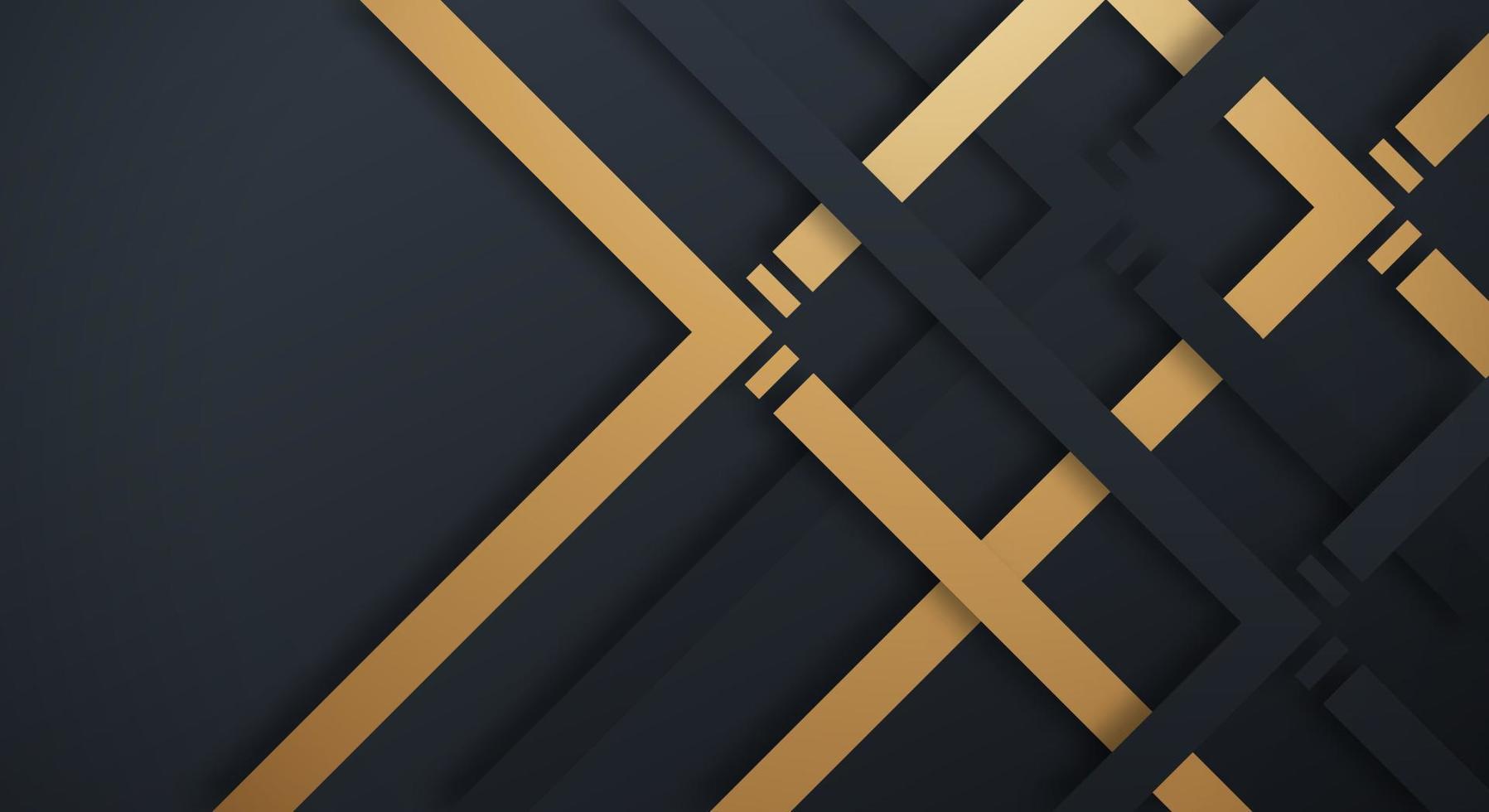 Abstract Dark Navy 3D Background with Gold and Black Lines Paper Cut Style Textured. Usable for Decorative web layout, Poster, Banner, Corporate Brochure and Seminar Template Design vector