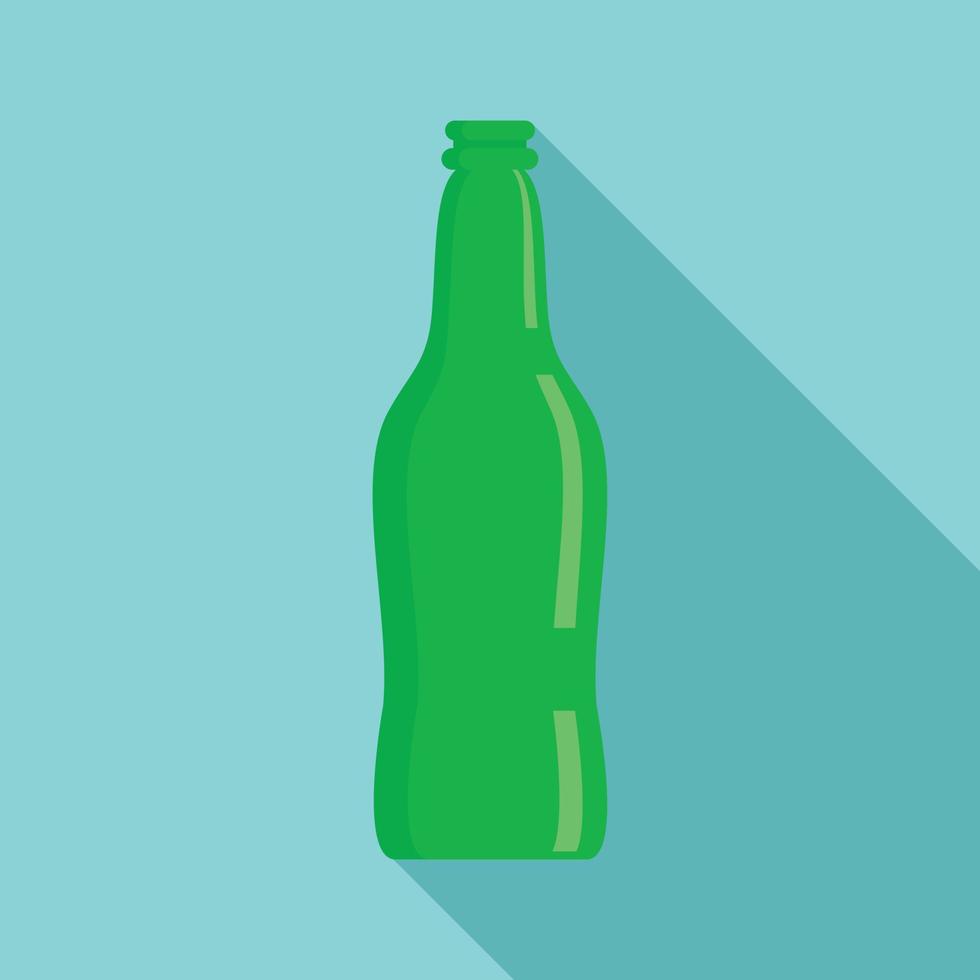 icono de botella de cerveza de vidrio, tipo plano vector