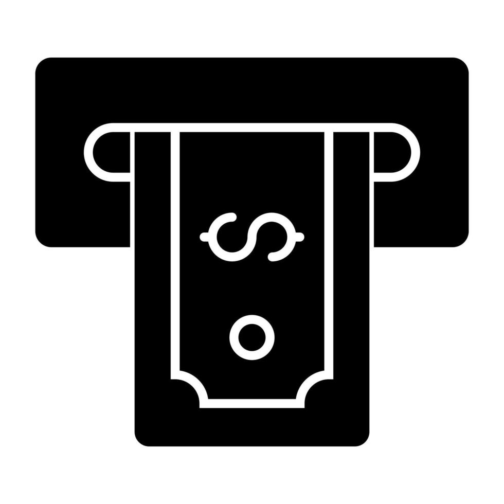 Conceptual solid design icon of money withdrawal vector