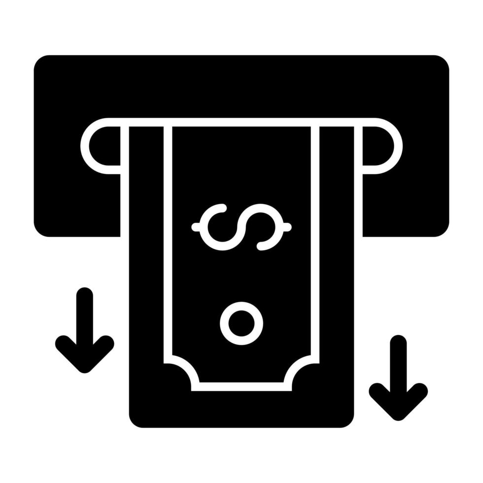 Conceptual solid design icon of money withdrawal vector