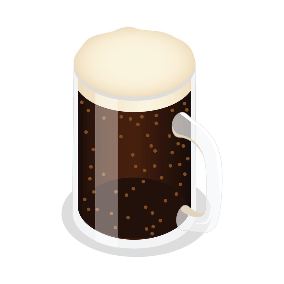 taza de icono de cerveza marrón, estilo isométrico vector