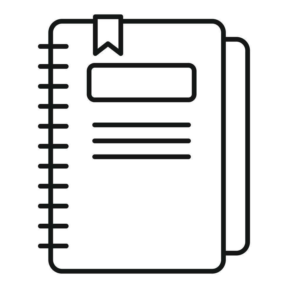 icono de cuaderno de papel, estilo de esquema vector