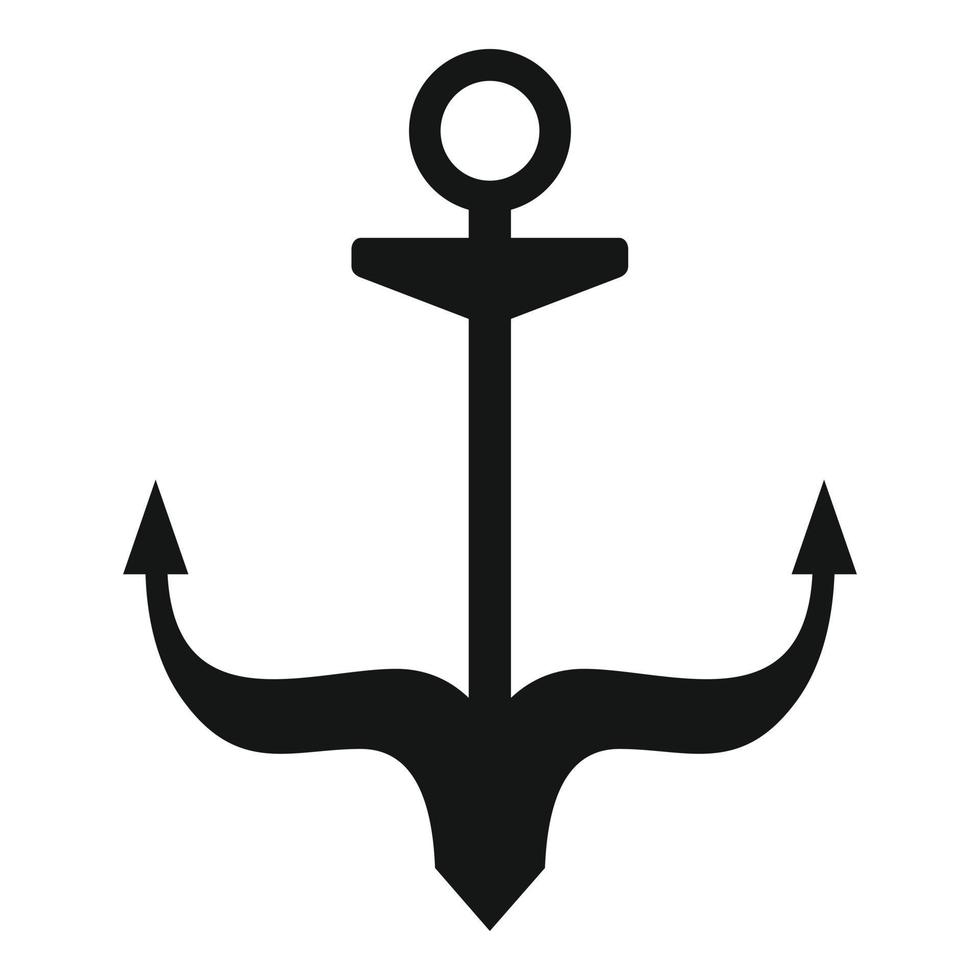 icono de ancla de barco, estilo simple vector