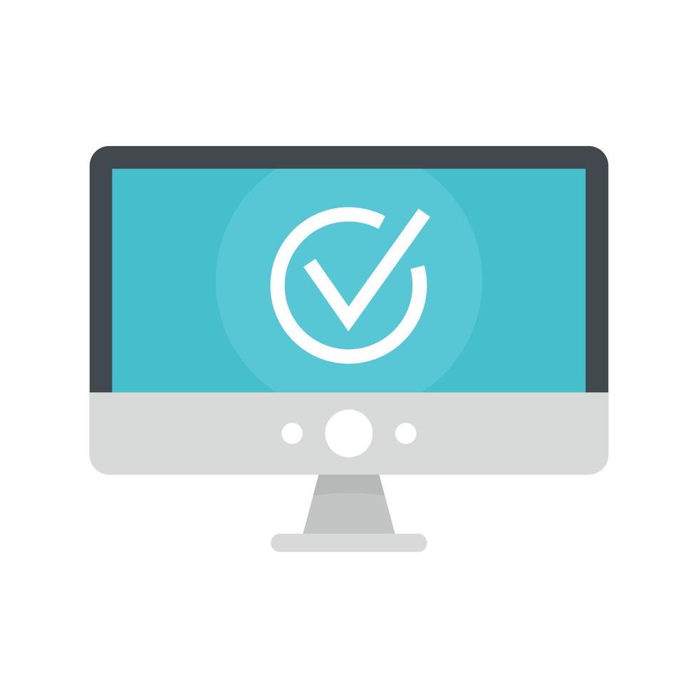 Computer monitor online vote icon, flat style vector