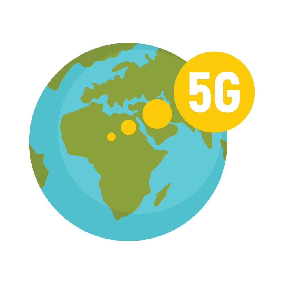 Global 5g technology icon, flat style vector