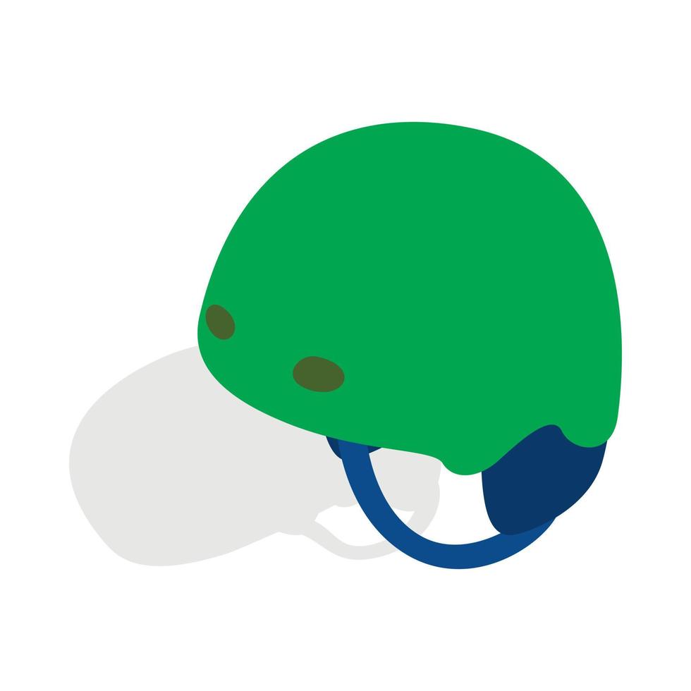 icono de casco de esquí verde, estilo 3d isométrico vector