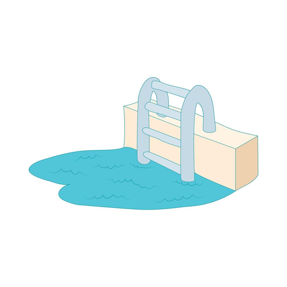 Swimming pool ladder icon, cartoon style vector