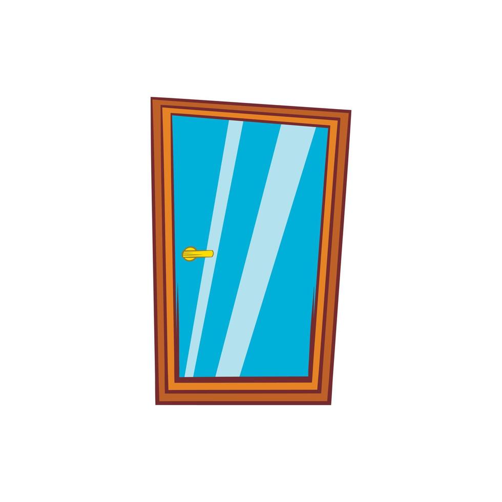 Glass door icon, cartoon style vector