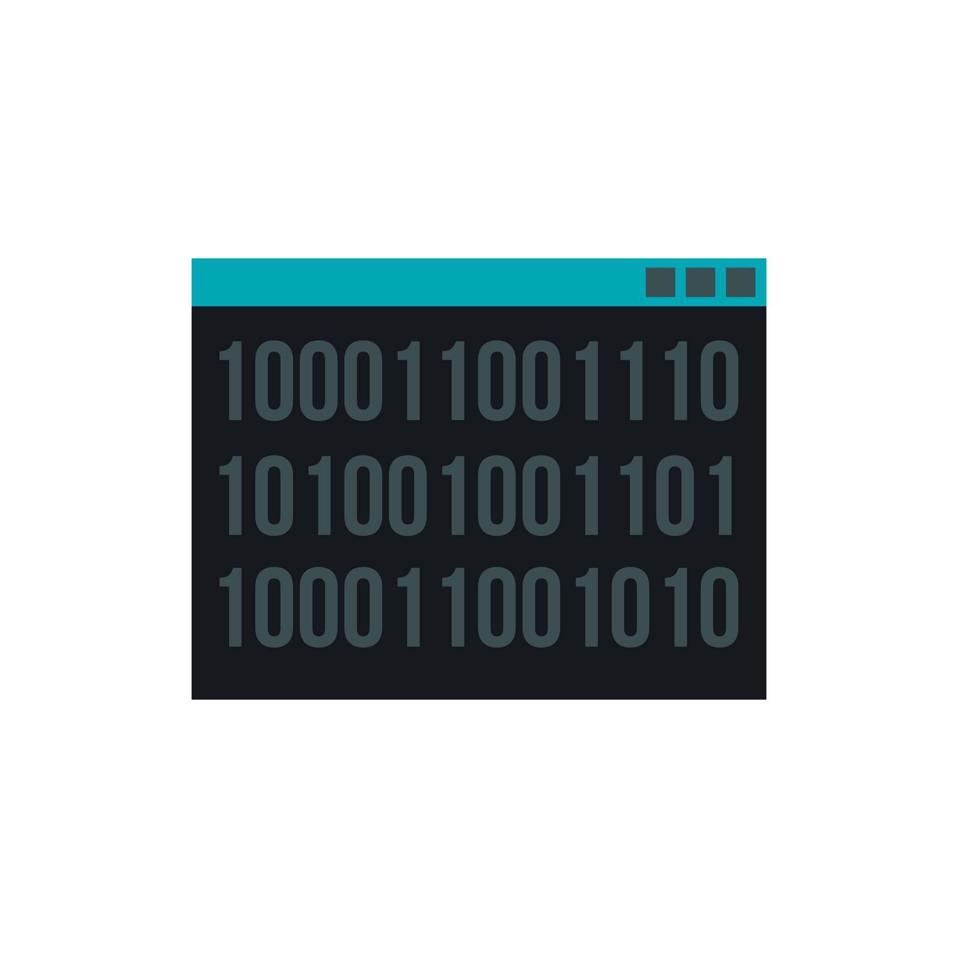 Binary code on screen icon, flat style 14599090 Vector Art at Vecteezy