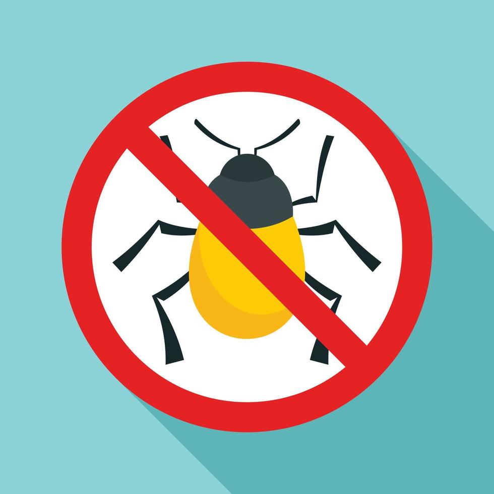 No virus bug icon, flat style vector