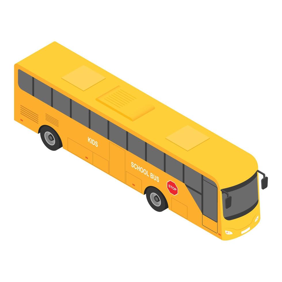 icono de autobús escolar de europa, estilo isométrico vector